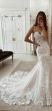 Mermaid Unique Fashion Lace Long Vintage Wedding Dresses WD044