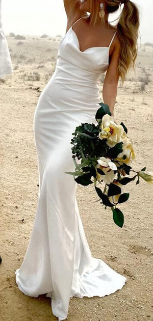 Mermaid Unique Simple Beach Vintage Popular Long Wedding Dresses, WD121