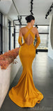 Mermaid Yellow Long Modest Simple Sexy Prom Dresses PD123