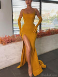 Mermaid Yellow Long Modest Simple Sexy Prom Dresses PD123