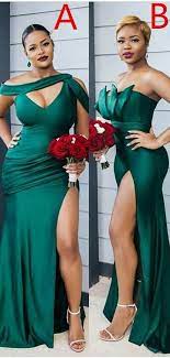 Mismached Burgundy Gold Green Mermaid Popular Bridesmaid Dresses BD002