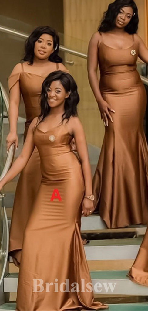 Mismatched Chocolate Elegant Simple Mermaid Long Formal Bridesmaid Dresses BD182