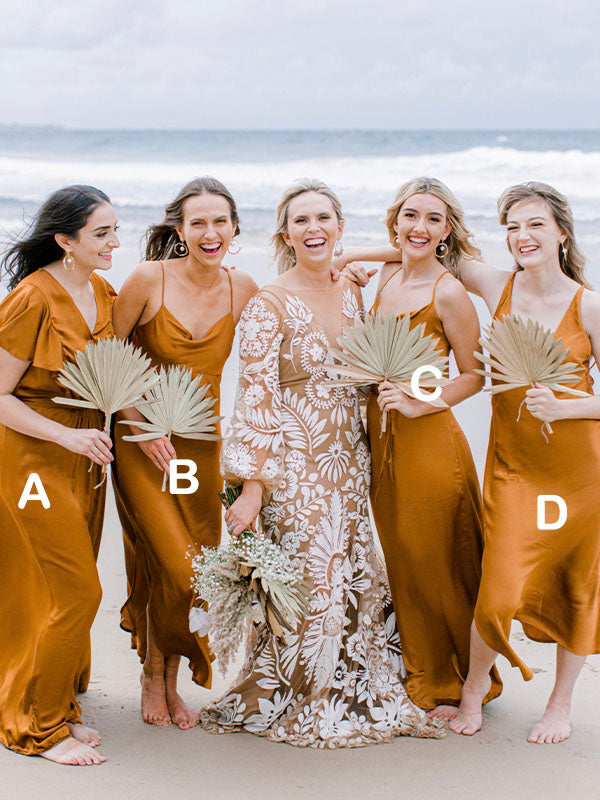 Mismatched Elegant Formal Long Bridesmaid Dresses, Beach Wedding Guest Dress BD124