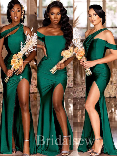 Mismatched Emerald Green Mermaid Most Popular Wedding Guest Dress, Lon