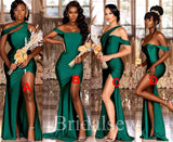 Mismatched Emerald Green Mermaid Most Popular Wedding Guest Dress, Long Bridesmaid Dresses BD151