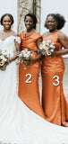 Mismatched Long Mermaid Orange Bridesmaid Dresses, Wedding Guest Dress BD081