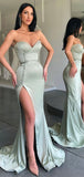 Modest Mermaid Satin Elegant Formal Elegant Long Prom Dresses PD317