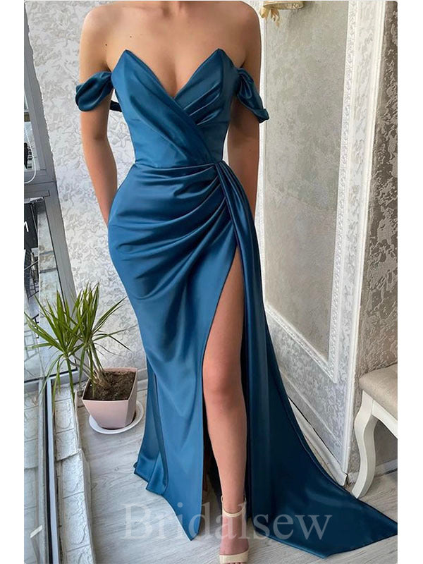New Arrival Off The Shoulder Slit Popular Mermaid Elegant Modest Women Long Evening Prom Dresses PD619