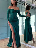 Newest Mermaid Long Sleeves Side Slit Evening Formal Long Prom Dresses PD254