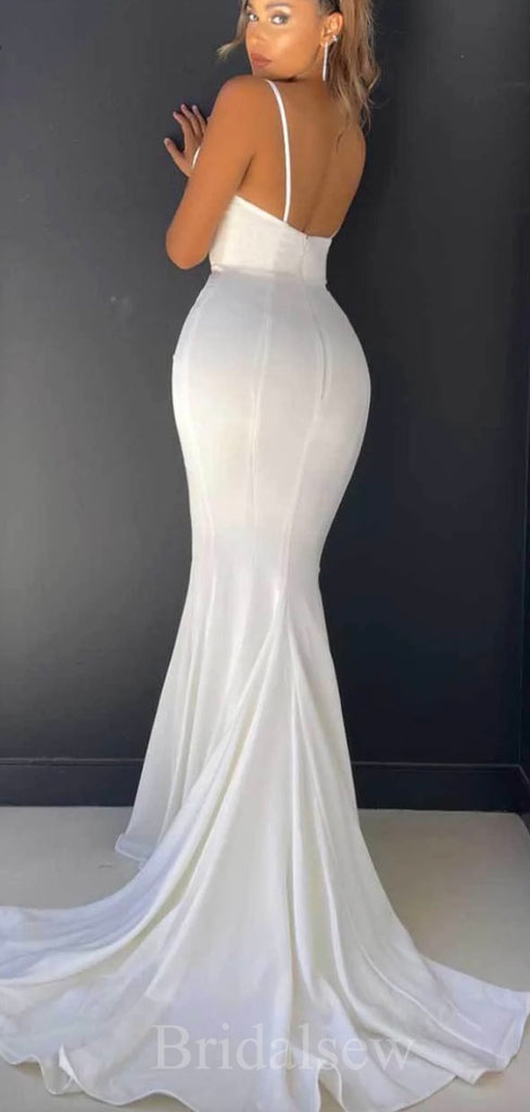 Off White Spaghetti Straps Mermaid Elegant Modest Women Long Evening Prom Dresses PD611