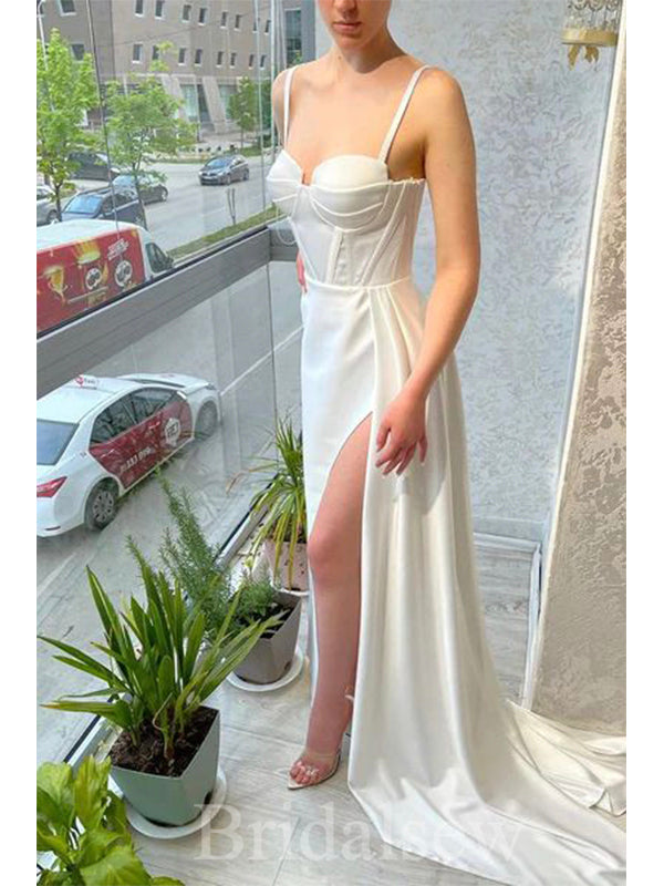 Off White Spaghetti Straps Popular Mermaid Elegant Modest Women Long Evening Prom Dresses PD618