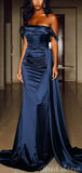 Off the Shoulder Mermaid Satin Elegant Simple Party Long Prom Dresses, Evening Dress PD356