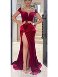 Off the Shoulder Mermaid Velvet Party Long Women Evening Prom Dresses PD763