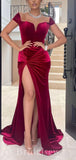 Off the Shoulder Mermaid Velvet Party Long Women Evening Prom Dresses PD763
