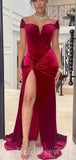 Off the Shoulder Mermaid Velvet Party Long Women Evening Prom Dresses PD763