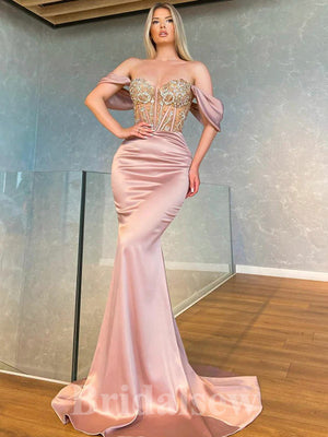 Off the Shoulder New Mermaid Glitter Black Girls Slay Elegant Party Women Long Evening Prom Dresses PD658