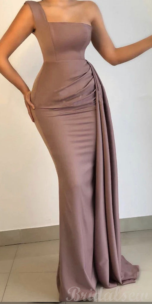 One Shoulder Mermaid Best Elegant Formal Black Girls Slay Satin Evening Long Prom Dresses PD526