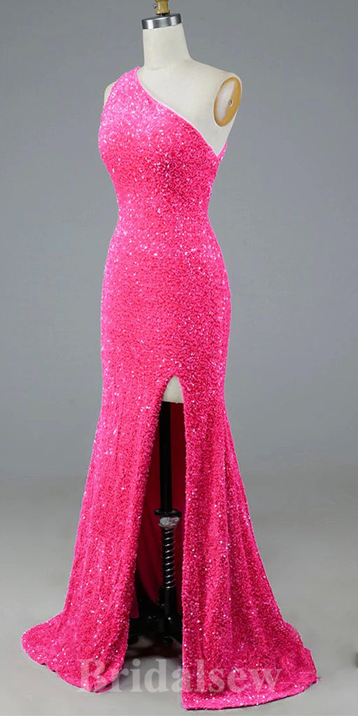 One Shoulder Sequin Sparkly New Mermaid Glitter Popular Long Party Evening Prom Dresses PD970