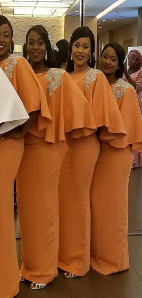 One Shoulder Yellow Mermaid Long Bridesmaid Dresses BD011