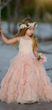 Pink Custom Cute Unique Popular Best Tulle Cinderella Princess Flower Girl Dresses FG012