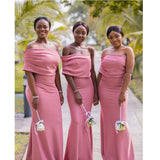 Cheap Pink Mermaid Formal Long Bridesmaid Dresses BD006