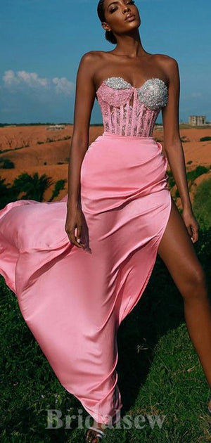 Pink Mermaid Glitter Black Girls Slay Unique Slit Elegant Party Women Long Evening Prom Dresses PD659