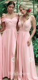 Pink Mismatched Unique Elegant Floor-Length Mermaid Long Formal Bridesmaid Dresses BD186