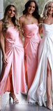 Pink Spaghetti Straps Sleeveless Unique Long Formal Bridesmaid Dresses BD189