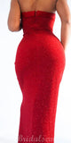 Popular Strapless Simple Mermaid Red Modest Stylish Long Women Party Evening Prom Dresses PD1003