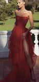 Popular Tulle Tiered Modest Long Prom Dresses, Formal Evening Dress PD270
