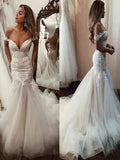 Pretty Mermaid Off the Shoulder Most Popular Wedding Dresses WD020