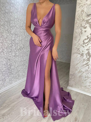 Purple Satin Sexy Hot Sale Elegant Modest Mermaid Long Women Evening Prom Dresses PD720