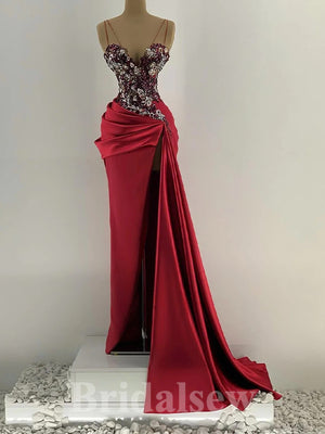 Red Gorgeous Glitter Long Mermaid Glitter Black Girls Slay Party Women Evening Prom Dresses PD664