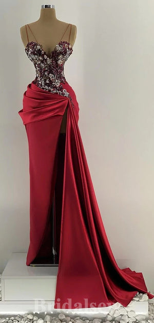 Red Gorgeous Glitter Long Mermaid Glitter Black Girls Slay Party Women Evening Prom Dresses PD664