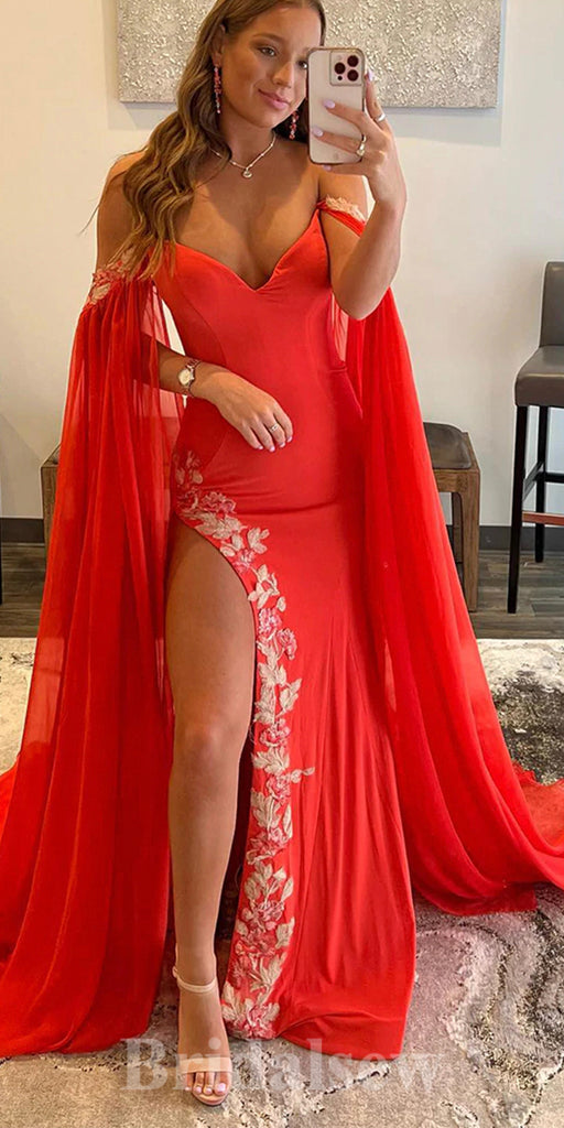 Red Mermaid New Unique Vintage Long Elegant Evening Prom Dresses PD1024