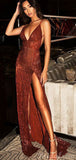 Red Spaghetti Straps Sexy Simple Mermaid Evening Formal Long Prom Dresses PD258