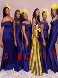 Royal Blue Mismached Mermaid Long Bridesmaid Dresses BD007