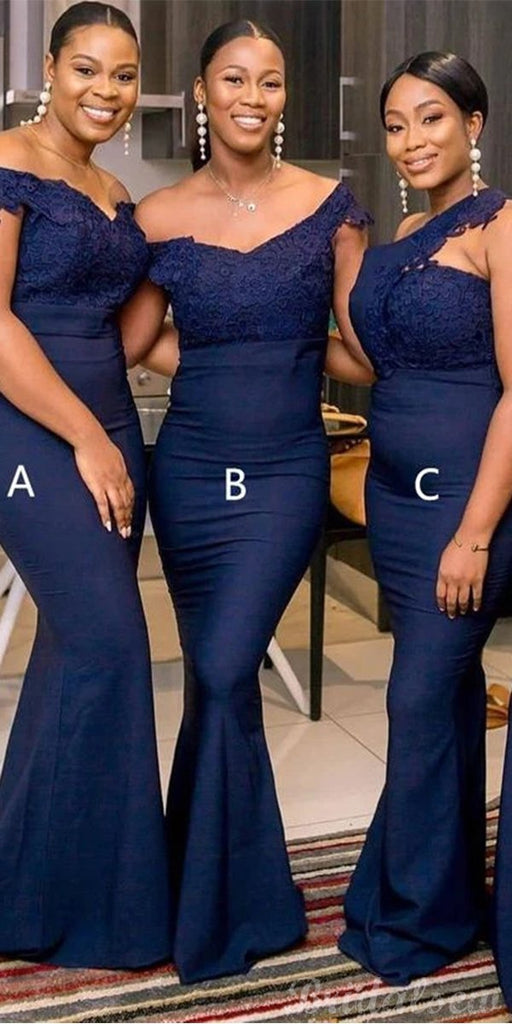 Royal Blue Mismatched Mermaid Elegant Bridesmaid Dresses BD025