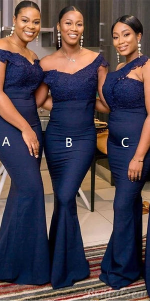 Royal Blue Mismatched Mermaid Elegant Bridesmaid Dresses BD025