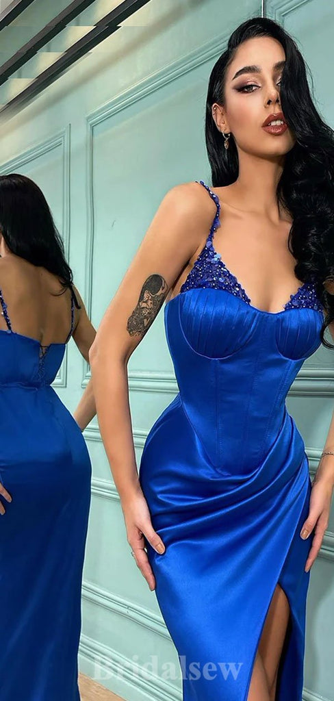 Royal Blue Stylish Unique Mermaid Elegant Long Party Evening Prom Dresses, PD1253