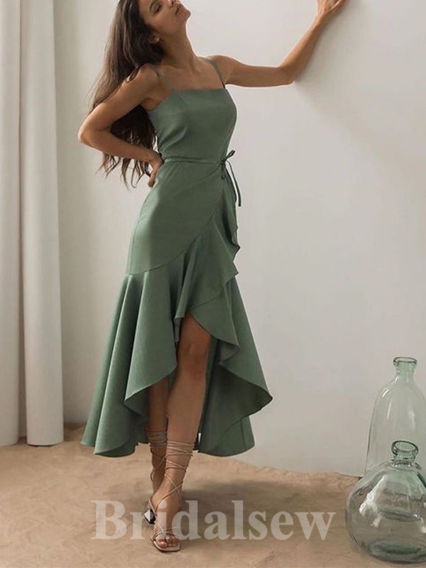 Sage Green New Mermaid Simple Spaghetti Straps Custom Long Prom Dresses, Formal Bridesmaid Dresses  PD1089