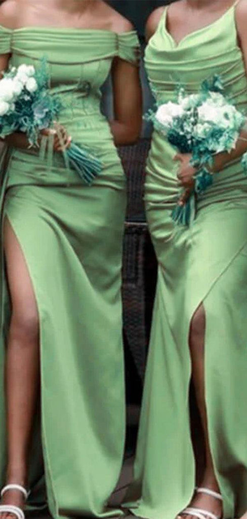 Sage Mermaid Popular Off the Shoulder Plus Size Elegant Long Formal Bridesmaid Dresses BD202