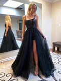 Sequins Short Dress With Detachable Tulle Long Skirt Prom Dresses PD126