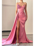 Sexy Mermaid Satin Elegant Formal Black Girls Slay Evening Long Prom Dresses PD542