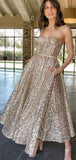 Short Charming Sparkly Sequin Strapless Prom Dresses, Homecoming Dresses PD217