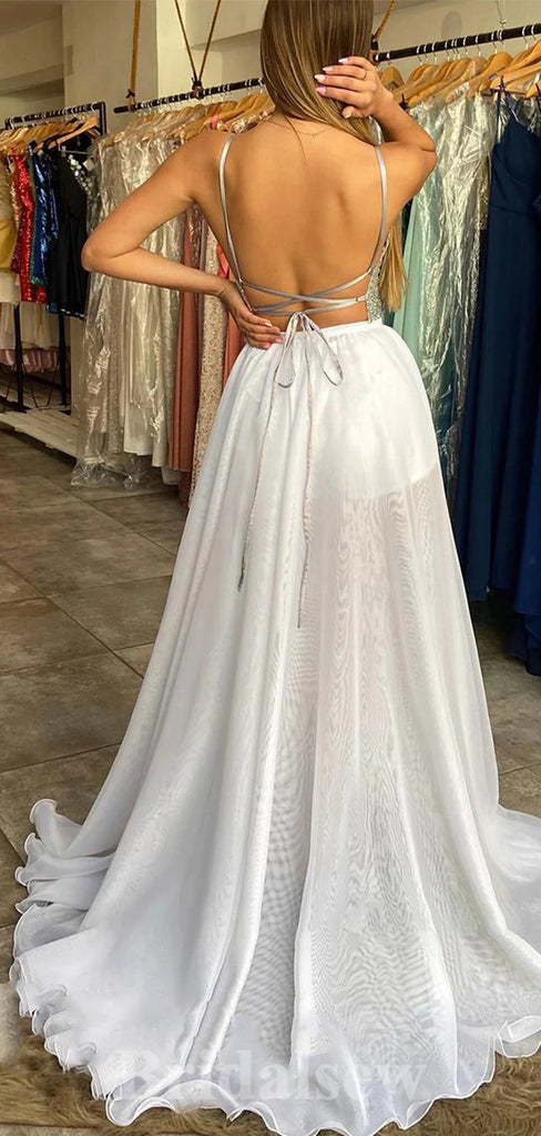 Silver Sequin Sparkly Spaghetti Straps Modest Popular Long Women Evening Prom Dresses PD814