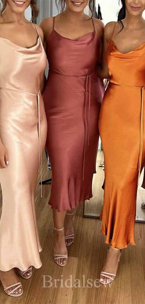 Simple Custom Free Spaghetti Straps Summer Elegant Long Formal Bridesmaid Dresses BD144