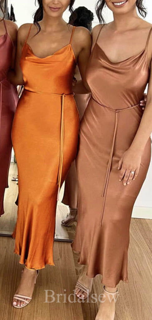 Simple Custom Free Spaghetti Straps Summer Elegant Long Formal Bridesmaid Dresses BD144