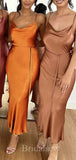 Simple Custom Free Spaghetti Straps Summer Elegant Long Formal Bridesmaid Dresses BD144