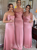 Simple Dusty Rose Spaghetti Straps Summer Elegant Long Formal Bridesmaid Dresses BD143